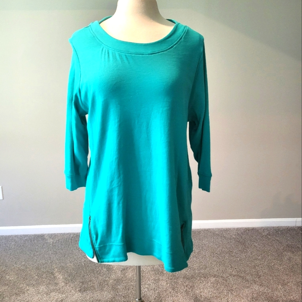 Unbranded – Turquoise Zip Bottom/Tail Jersey Tunic (Size XL)